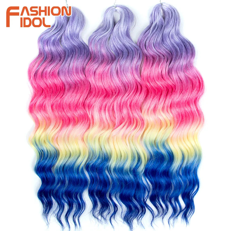 Deep Wave Braiding Hair Extensions 24 Inch – Synthetic Water Wave Crochet Hair