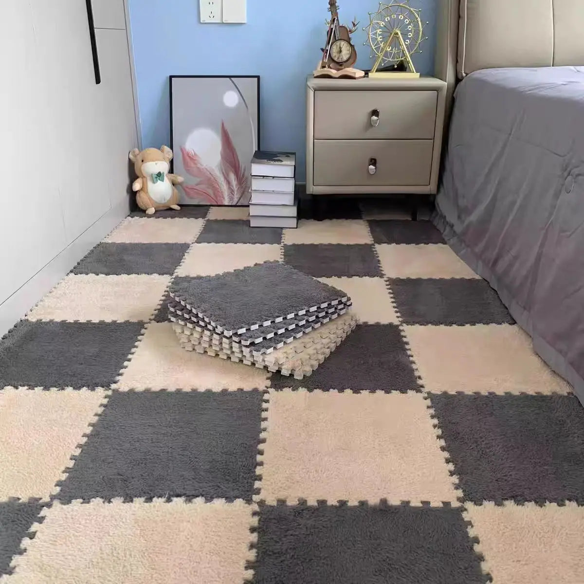 Plush Interlocking Floor Mat Tiles – Set of 10 (30x30cm)