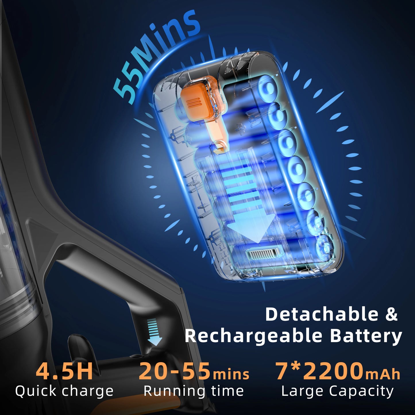 Blossom DSV112A Cordless Stick Vacuum Cleaner 550W 45000Pa Brushless Motor