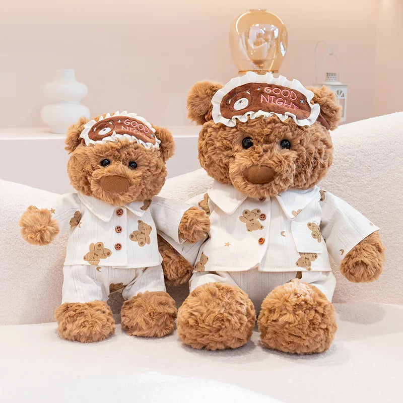 Pajama Teddy Bear Plush Toy with Sleep Mask – Cute Stuffed Animal Gift