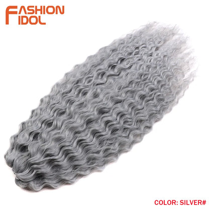 24 Inch Water Wave Crochet Braiding Hair – Synthetic Twist Curly Ombre Extensions
