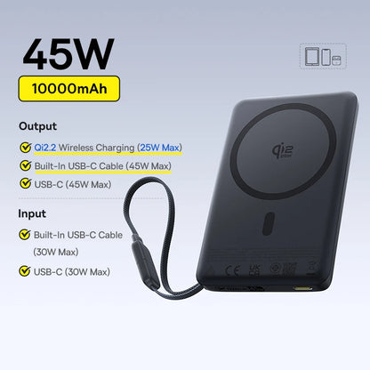 Baseus Qi2 Magnetic Power Bank 10000mAh – 25W Wireless & 45W Wired Charging