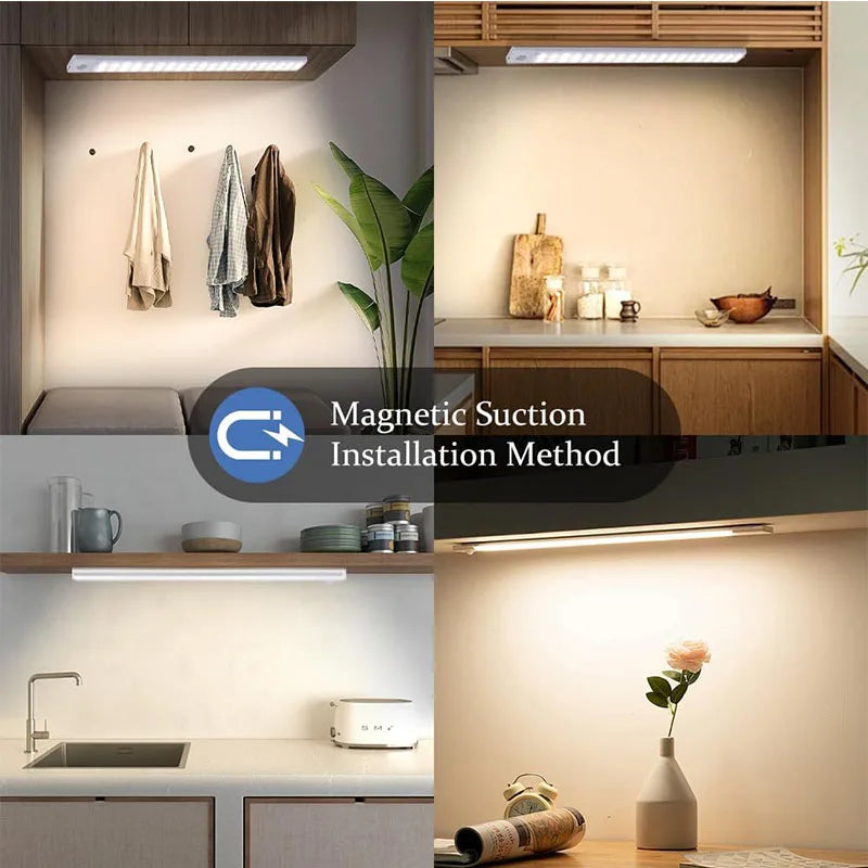 Motion Sensor LED Under Cabinet Light – USB Rechargeable, 3 Color Modes