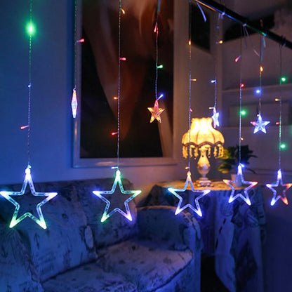 Star Curtain LED String Fairy Lights – 138 LEDs, 3.5M