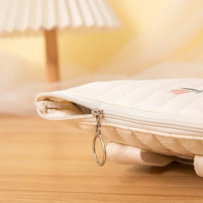 Embroidery Diaper Caddy Pouch – Quilted Cotton Nappy Purse