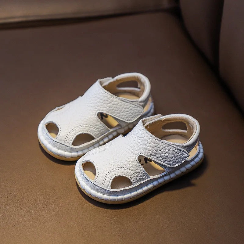 Toddler Genuine Leather Sandals – Soft Sole Boys Girls Summer Shoes