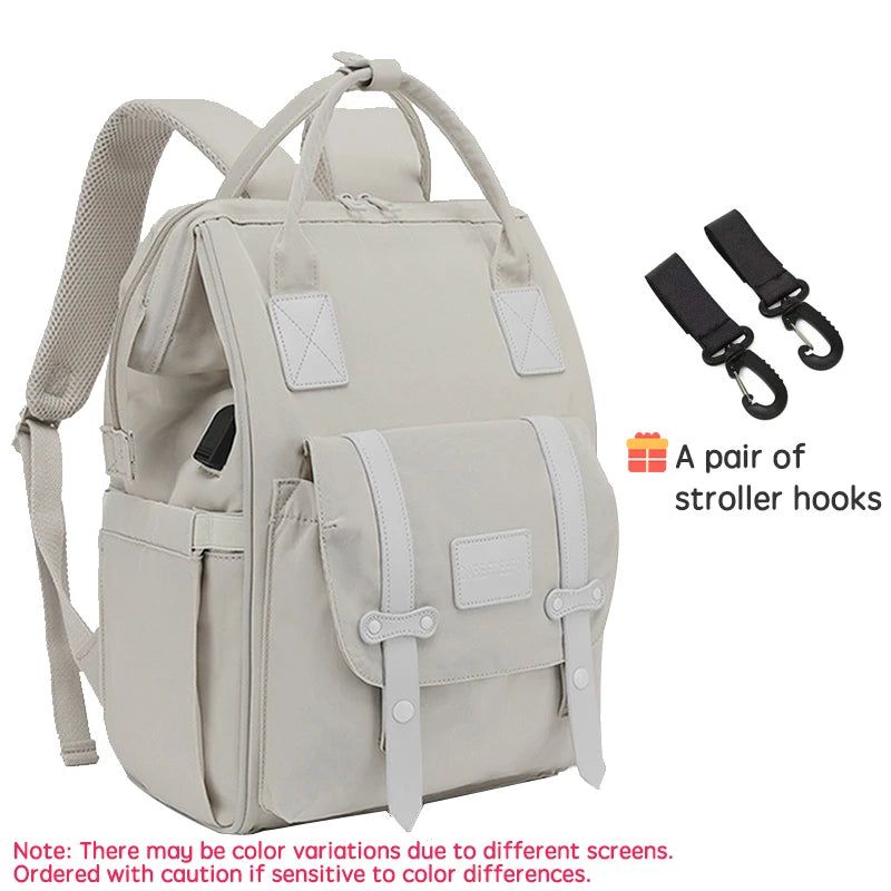 Diaper Bag Backpack with Stroller Hooks – Waterproof Maternity Travel Bag