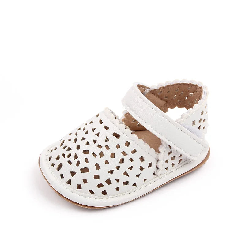 Baby Girl Breathable Hollow Sandals – Soft Sole Summer Shoes
