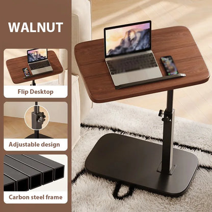 Height-Adjustable C-Shaped Side Table with Flip Desktop