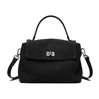 Suede Leather Crossbody Bag for Women – Turn-Lock Shoulder Bag