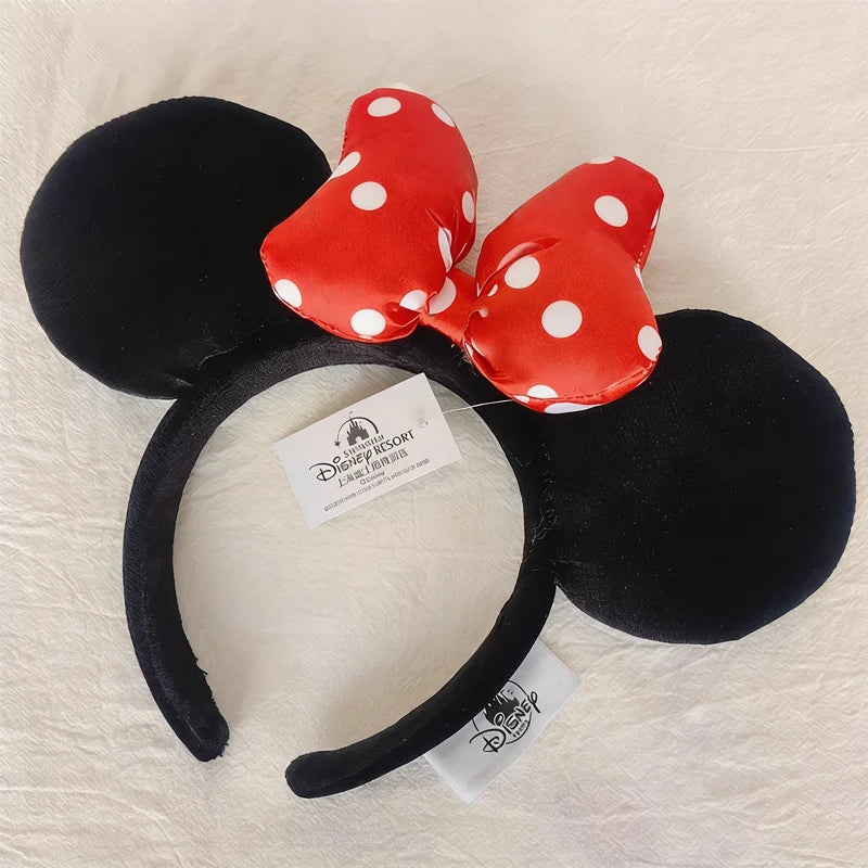 Disney Minnie Mouse Ears Headband – Plush Bow for Adults & Kids