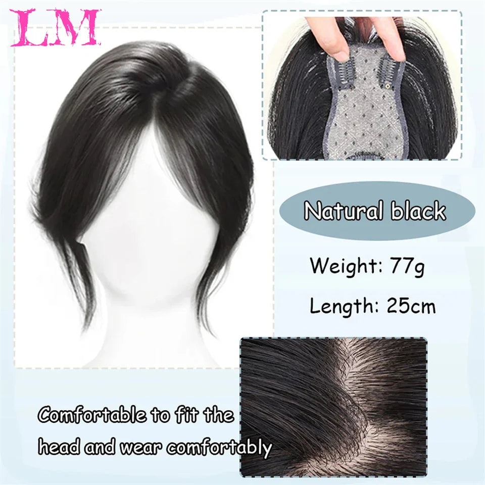 Clip-In Hair Topper with Bangs – Invisible Seamless Crown Coverage
