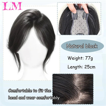 Clip-In Hair Topper with Bangs – Invisible Seamless Crown Coverage