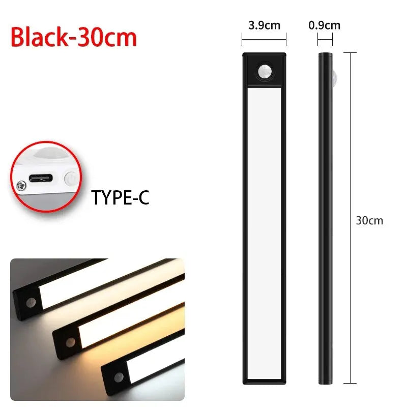 LED Motion Sensor Under Cabinet Light Bar – USB-C Rechargeable