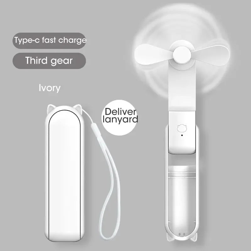 Mini Portable Handheld Fan – USB Rechargeable, Foldable & Quiet