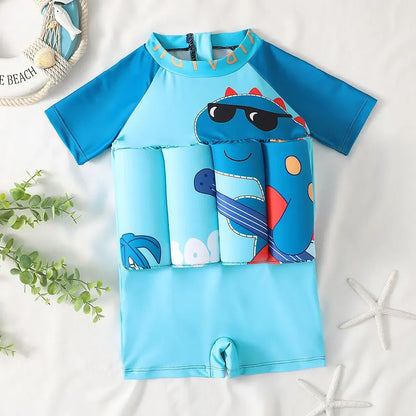 Kids Cartoon Buoyancy One Piece Swimsuit