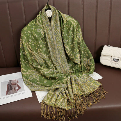 Paisley Print Cashmere Pashmina Shawl for Women – Warm Winter Wrap