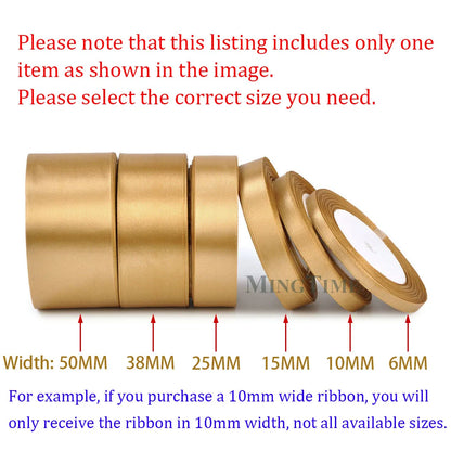 Satin Ribbon 25 Yards – 6mm to 50mm Wide, Multiple Colors