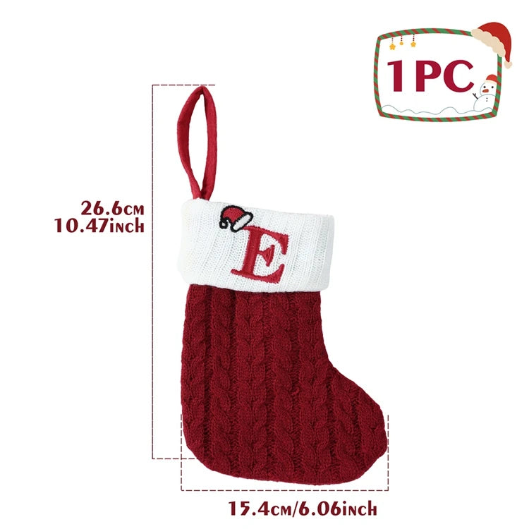 Christmas Alphabet Knit Stocking Ornament – 26 Letters