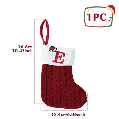 Christmas Alphabet Knit Stocking Ornament – 26 Letters