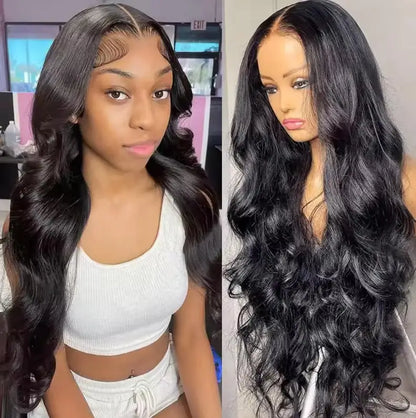 Natural Black Body Wave Glueless Lace Front Human Hair Wig 13x4 5x5