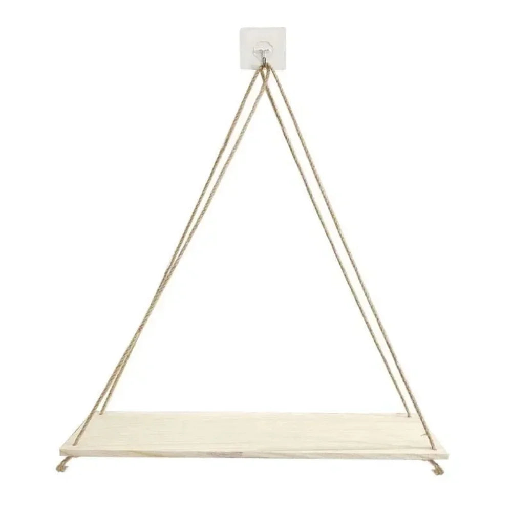Wood Hanging Rope Swing Shelf – Wall Mounted Floating Shelf