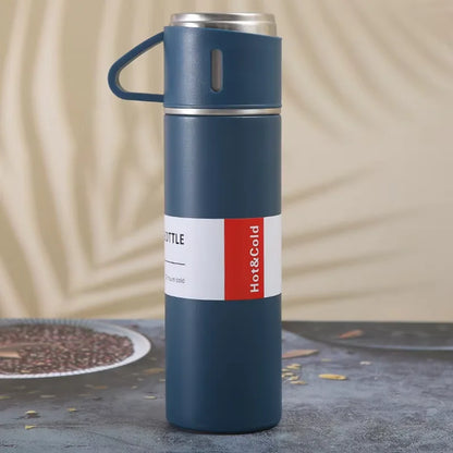 Vacuum Flask Gift Set with 3 Cups – Stainless Steel Thermos