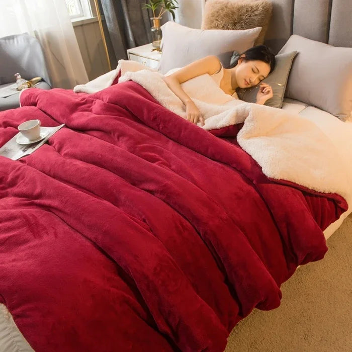 Winter Throw Blanket Double-Sided Sherpa Fleece Warm Bed Blanket