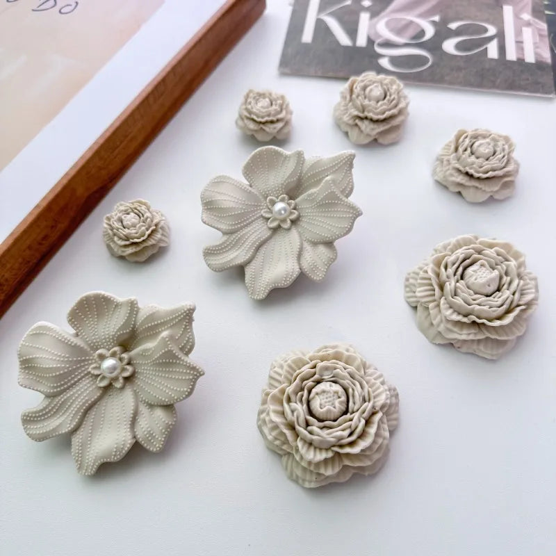 3D White Flower Shoe Charms Set