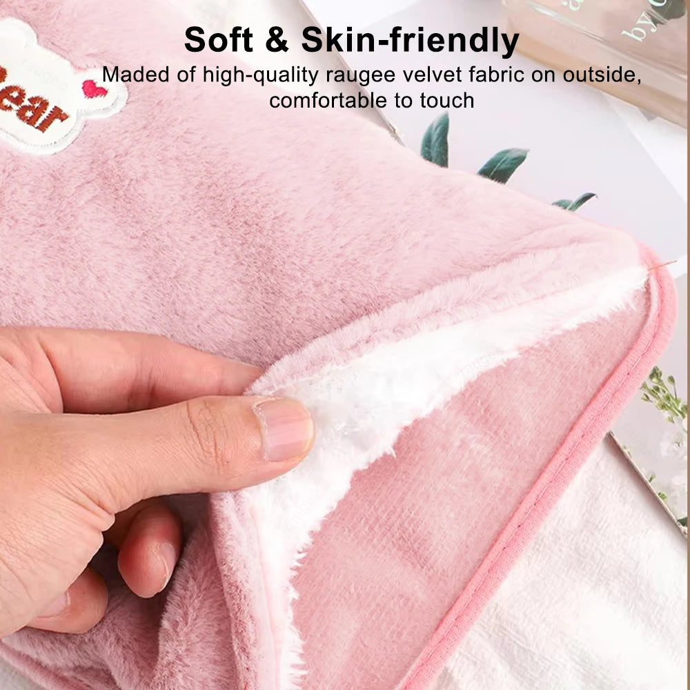 Electric Hot Water Bag Hand Warmer – Rechargeable Soft Plush Heating Pad