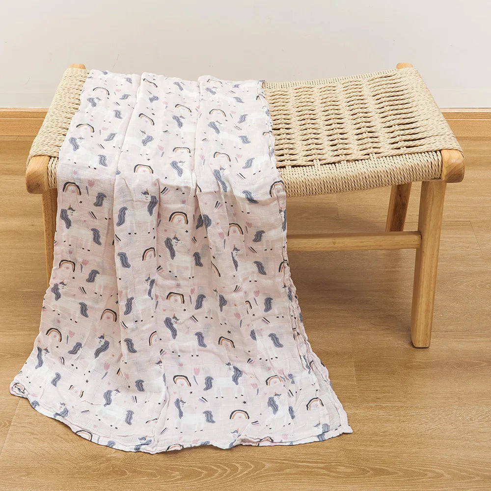 Baby Muslin Swaddle Blanket – Soft Bamboo Cotton, 47x43in, 22 Prints