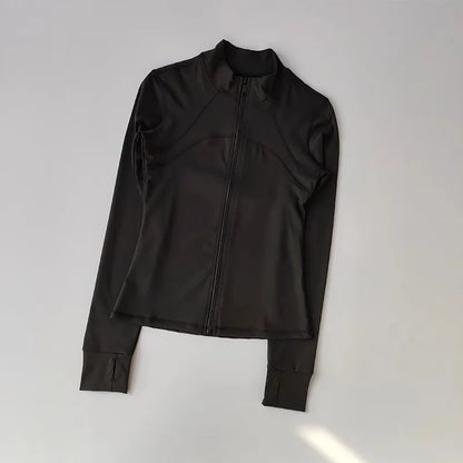 Women's Quick-Dry Full-Zip Fitness Jacket with Thumb Holes