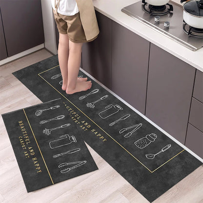 Non-Slip Kitchen Mat Set – Crystal Velvet Absorbent Rugs for Kitchen & Bathroom