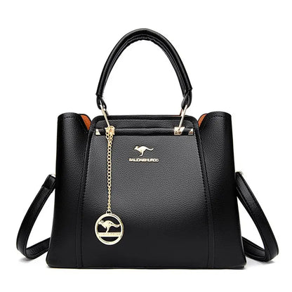 Luxury Leather Handbag – 3-Layer Large Capacity Shoulder & Crossbody Bag