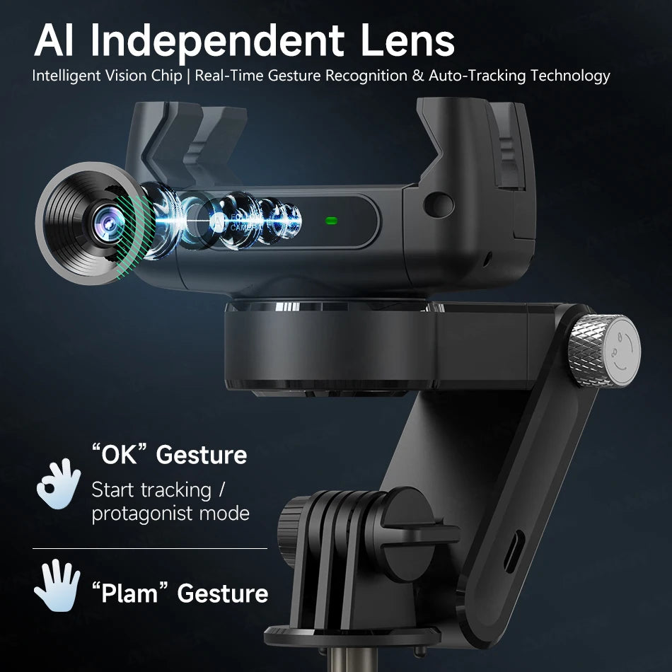 AI Gimbal Q19 Desktop 360° Auto Face Tracking Stabilizer