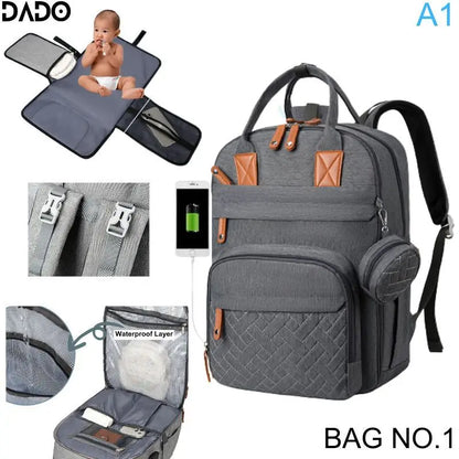 Diaper Bag Backpack with Changing Pad & USB Charging Port