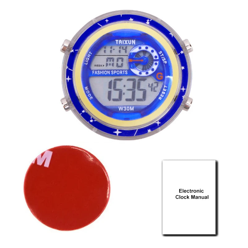 Waterproof Motorcycle Digital Clock – Stick-On Dashboard Watch