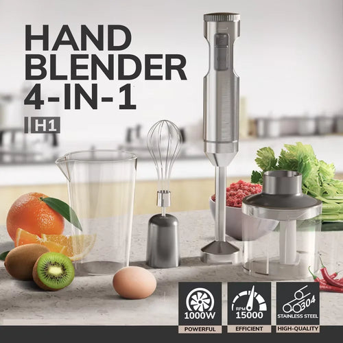 4-in-1 Immersion Hand Blender Stainless Steel Stick Mixer Set