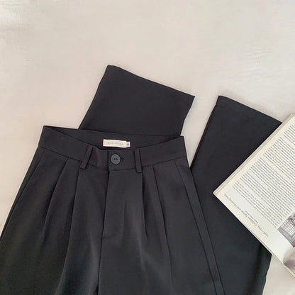 High Waist Straight Pants for Women – Loose Fit Office Trousers
