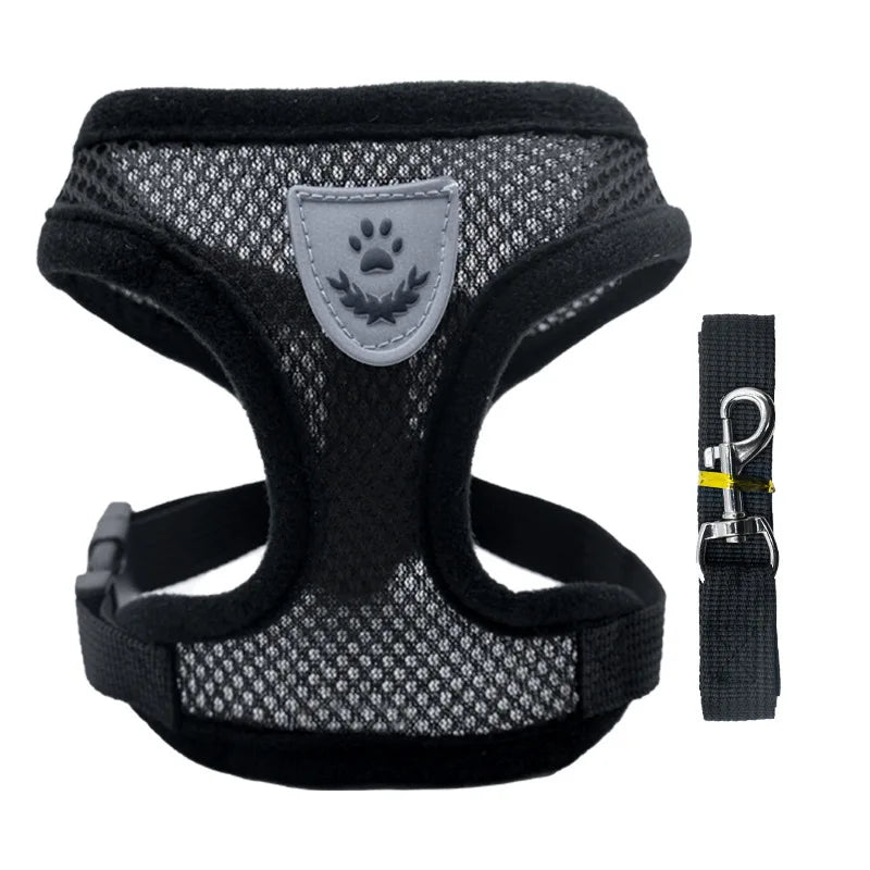 Mesh Dog Harness with Leash – Adjustable Breathable Vest