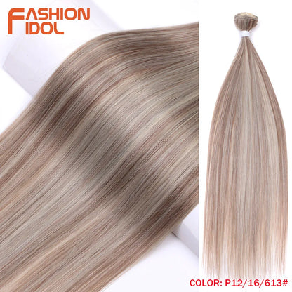 Bone Straight Synthetic Hair Extensions Bundles 24-36 Inch