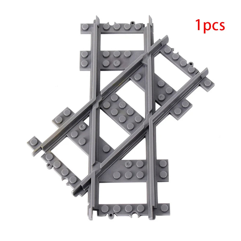 City Train Track Building Block Parts – Straight, Curved & Switch Rails
