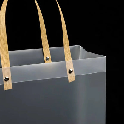 Frosted Transparent Plastic Gift Bags with Handles (10pcs)