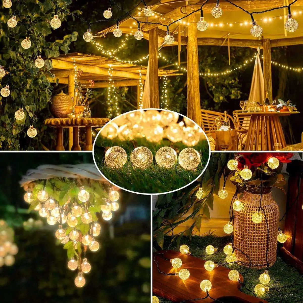 Solar String Lights Outdoor 39.37FT 100 LED Crystal Ball Globe Lights