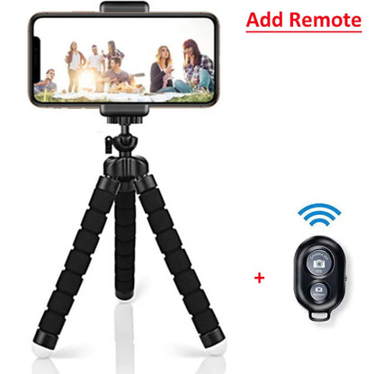 Mini Octopus Flexible Tripod with Phone Holder & Bluetooth Remote