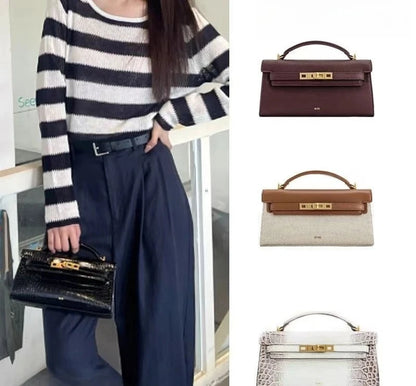 Crocodile Pattern Top Handle Clutch Bag