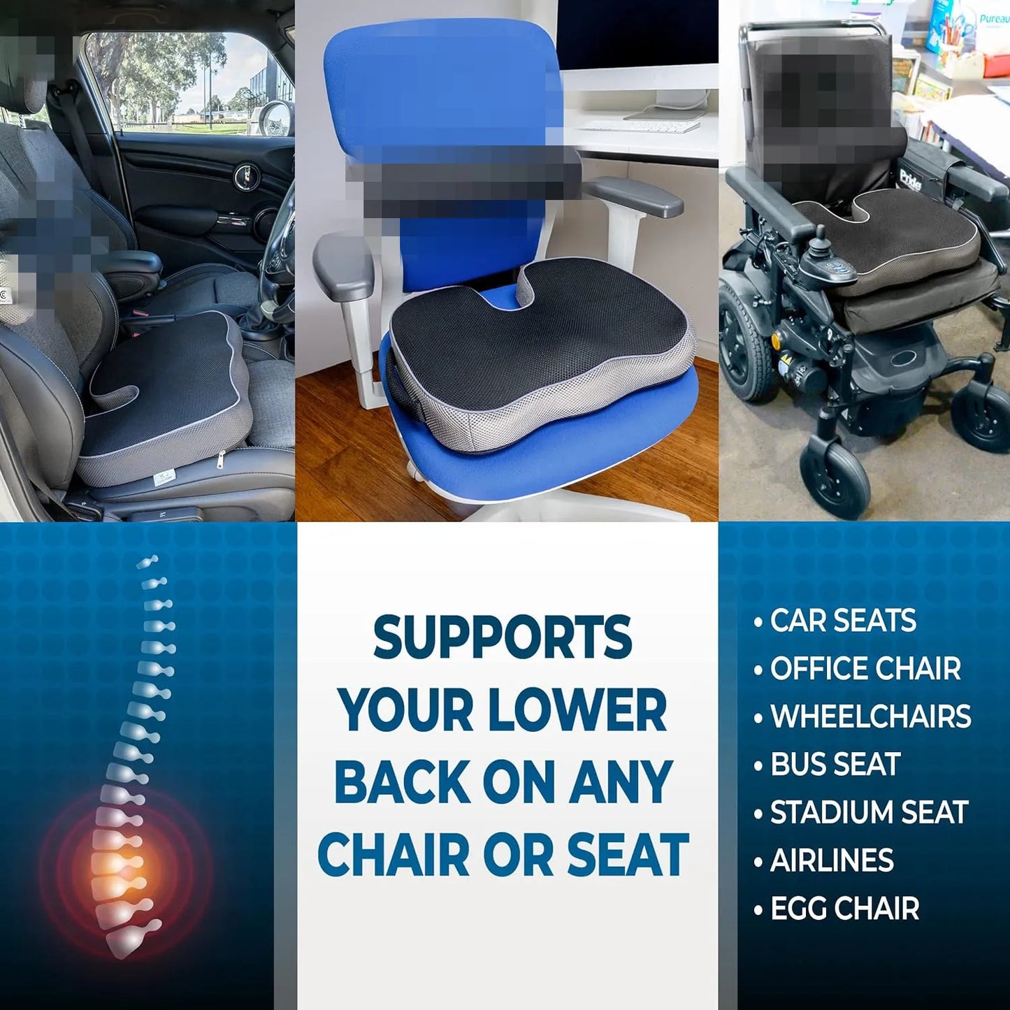 Ergonomic Memory Foam Seat Cushion – Breathable, Pressure-Relief Chair Pad