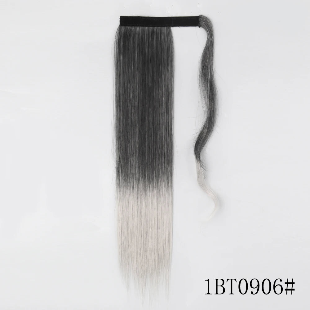 Wrap Around Ponytail Extension Synthetic Straight Hair 22-34 Inch