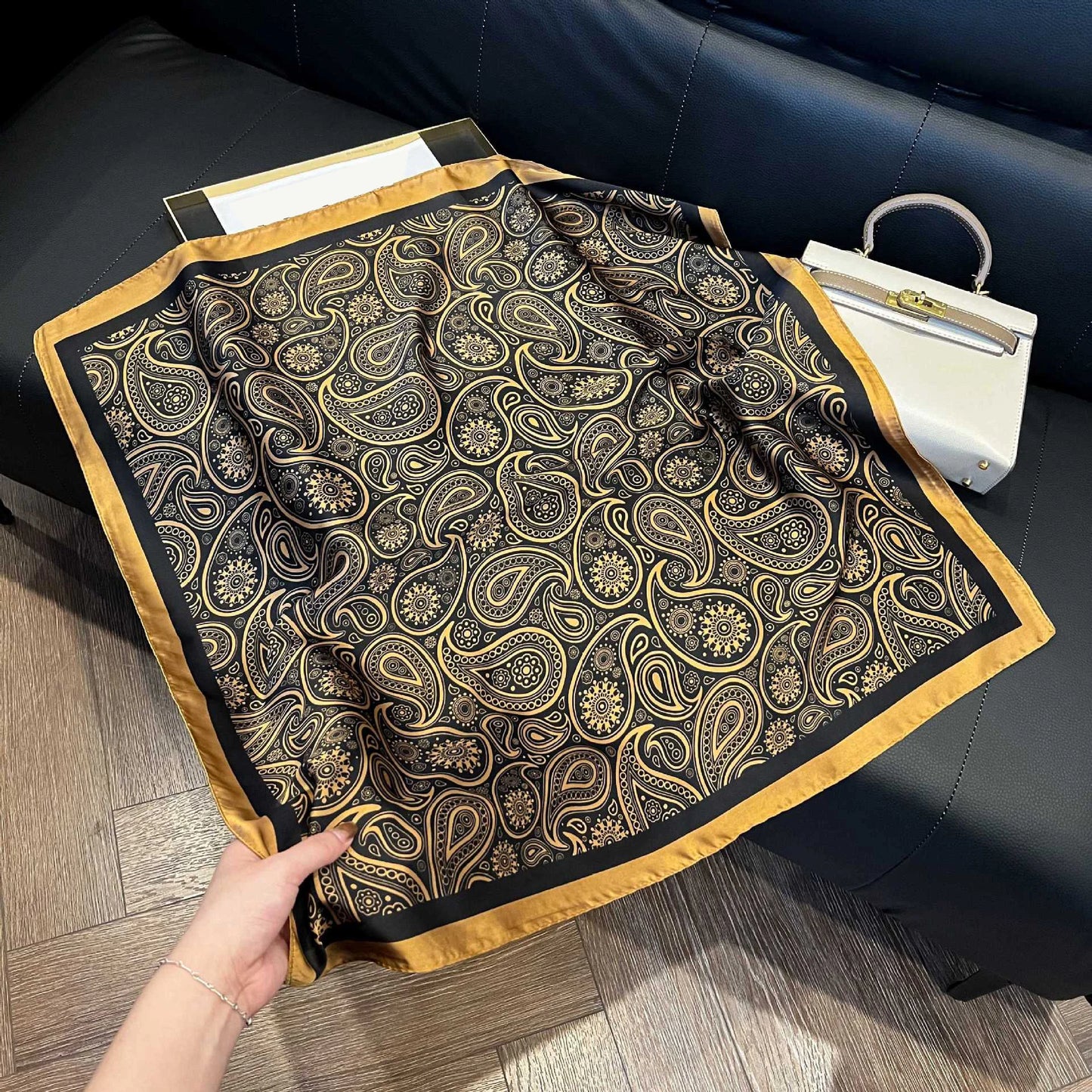 Faux Silk Square Scarf – Elegant Printed Shawl for Women