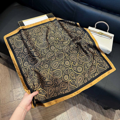 Faux Silk Square Scarf – Elegant Printed Shawl for Women